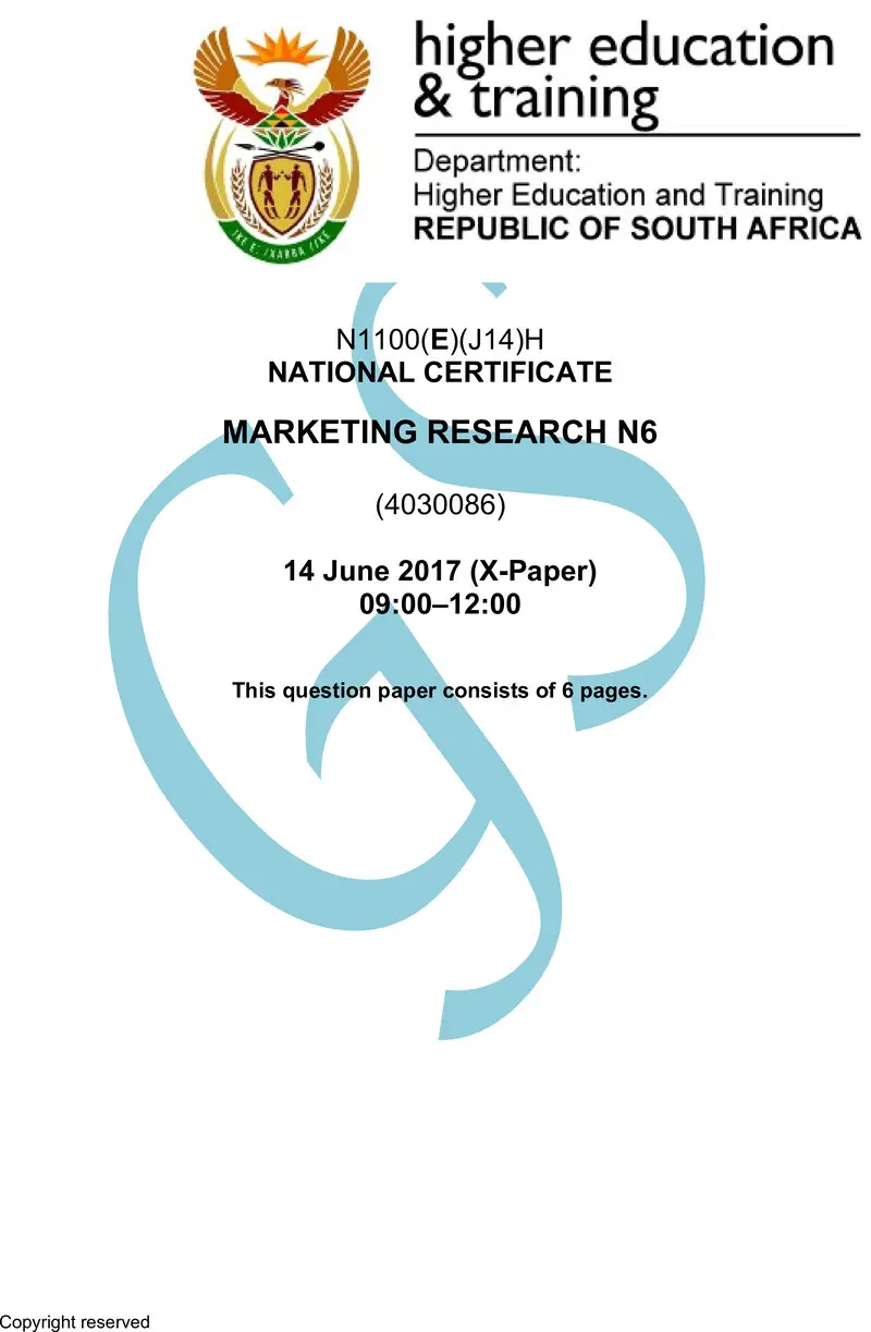 Marketing Research N6 QP June 2017 preview