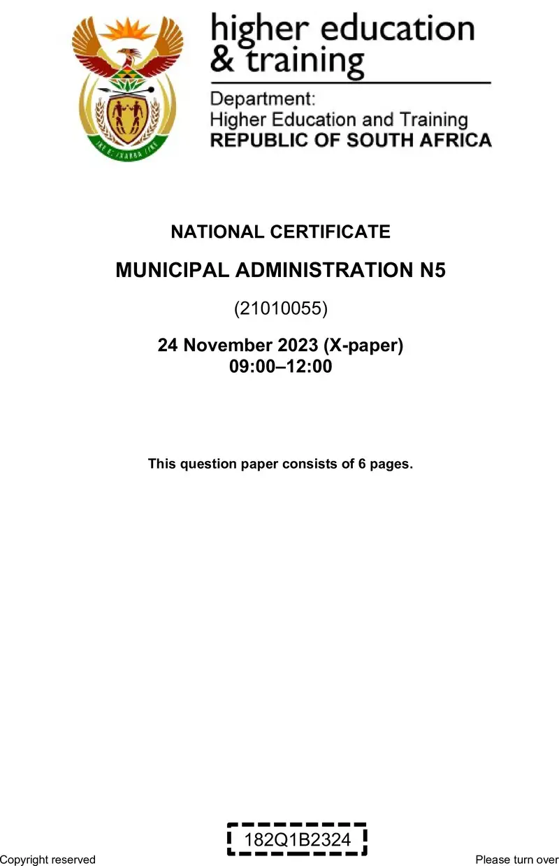N1190 Municipal Administration N5 QP Nov 2023