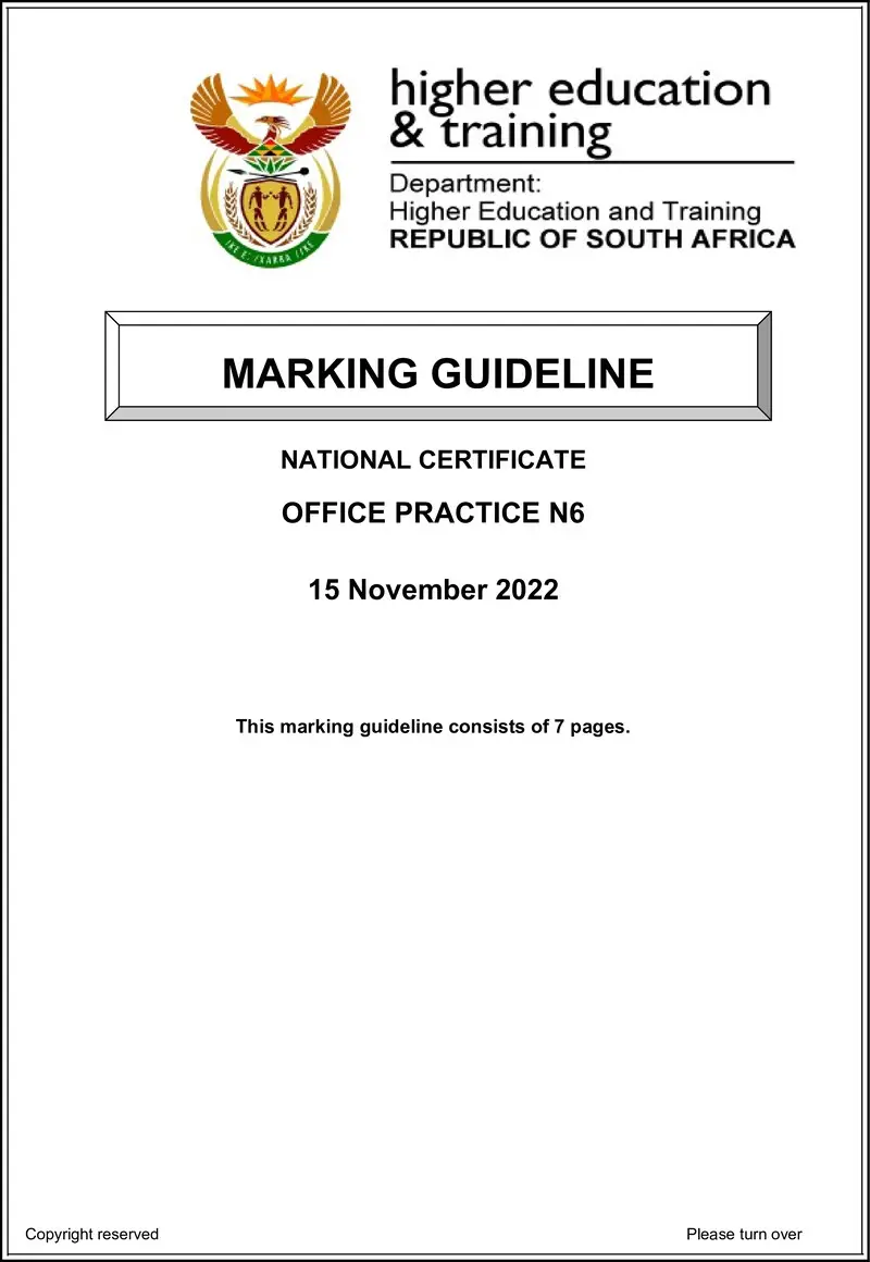 Office Practice N6 Nov Memo 2022 Ed