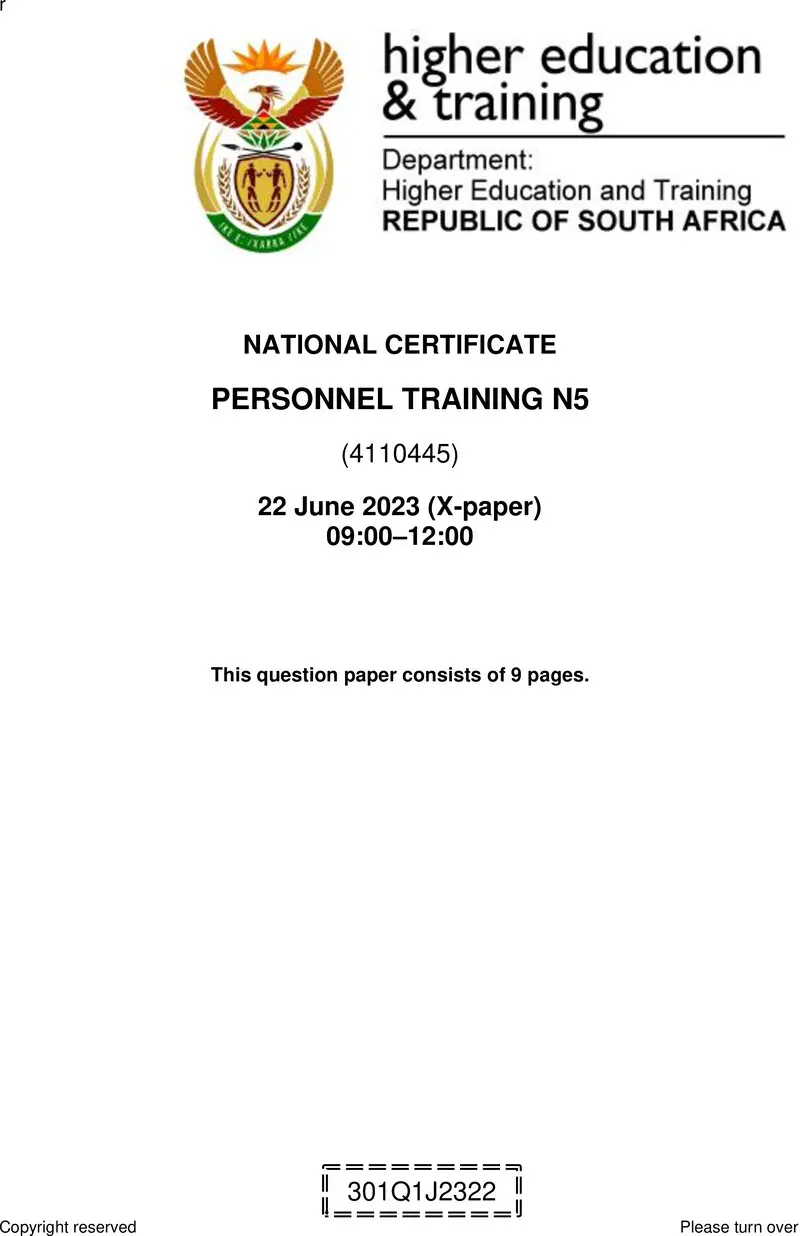 Personnel Training N5 QP June 2023 Edited Fopma