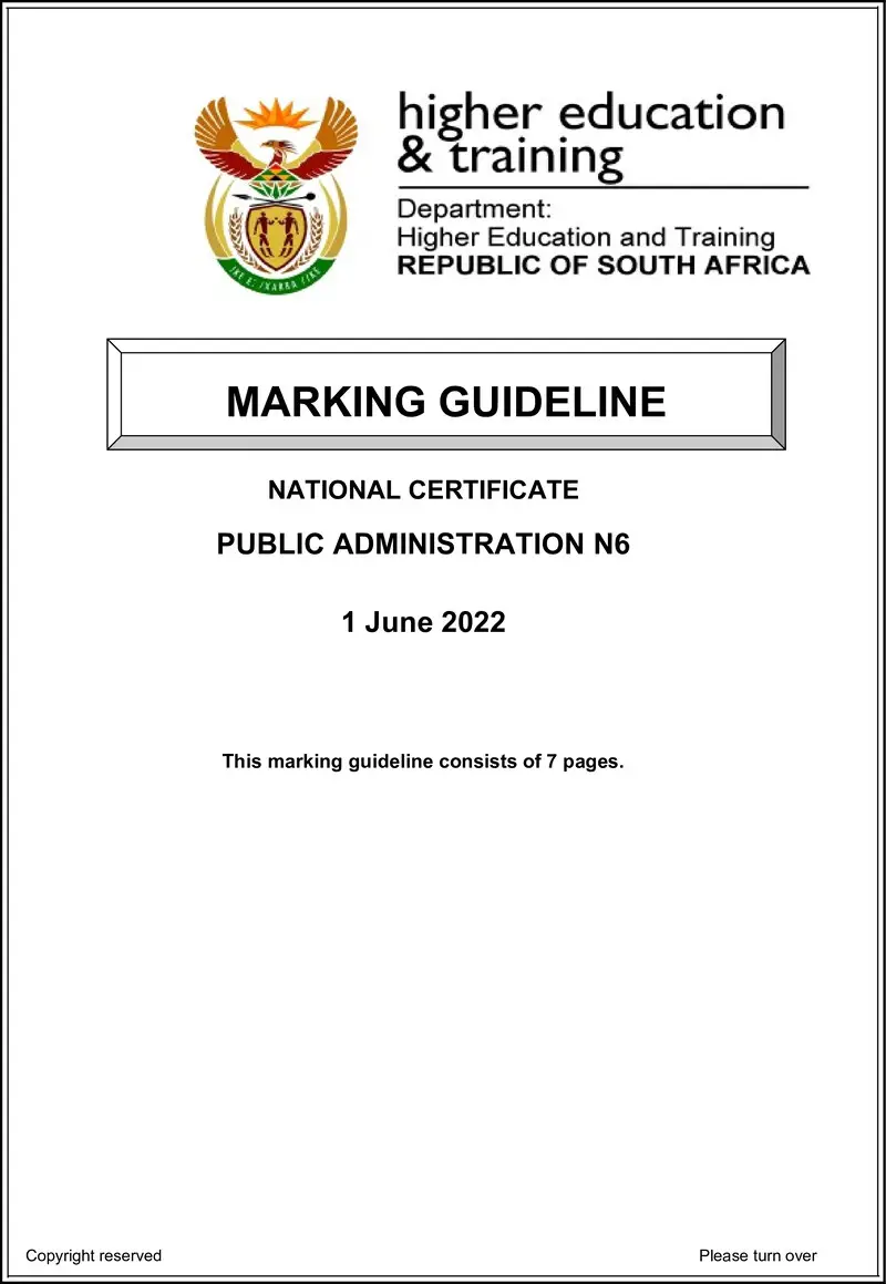 Public Administration N6 June Memo 2022 Edited