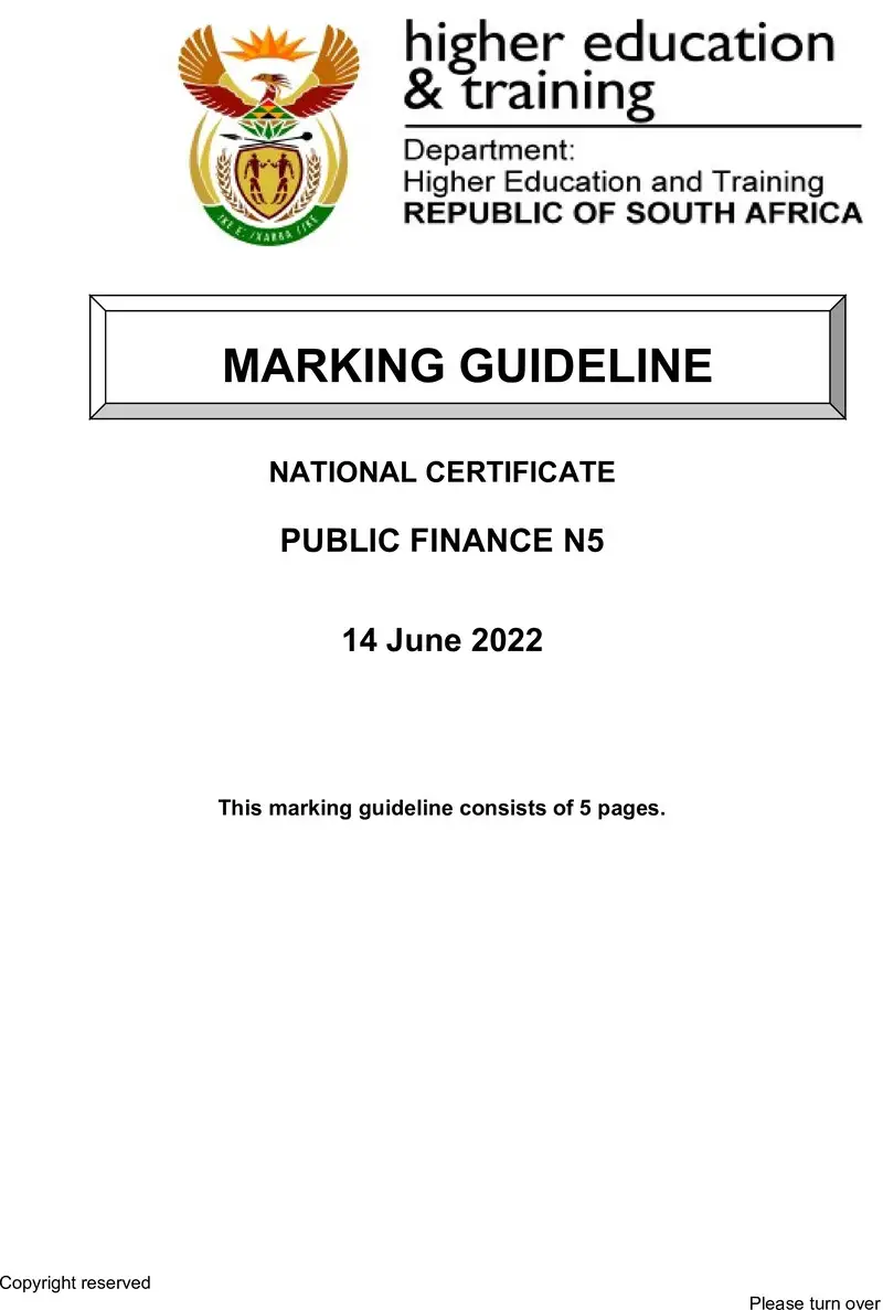 Public Finance N5 Memo June 2022