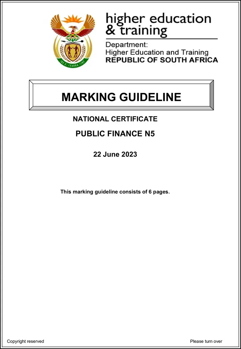 Finance N5 MEMO June 2023 preview