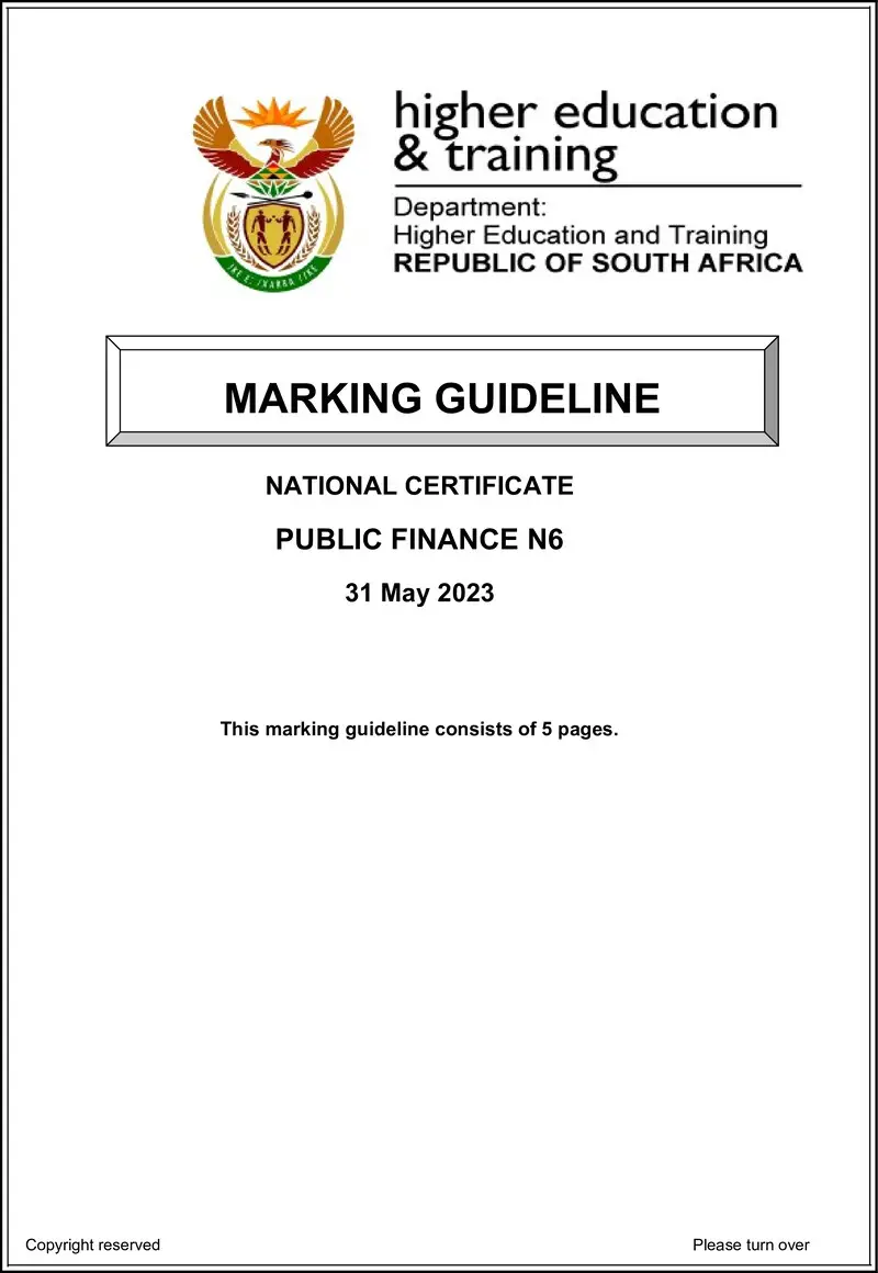 Public Finance N6 June Memo 2023