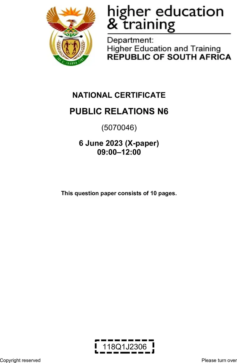 Public Relations N6 June QP 2023 Moller