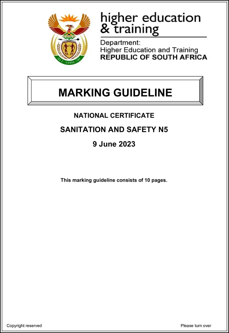 Sanitation And Safety N4 June Memo 2023