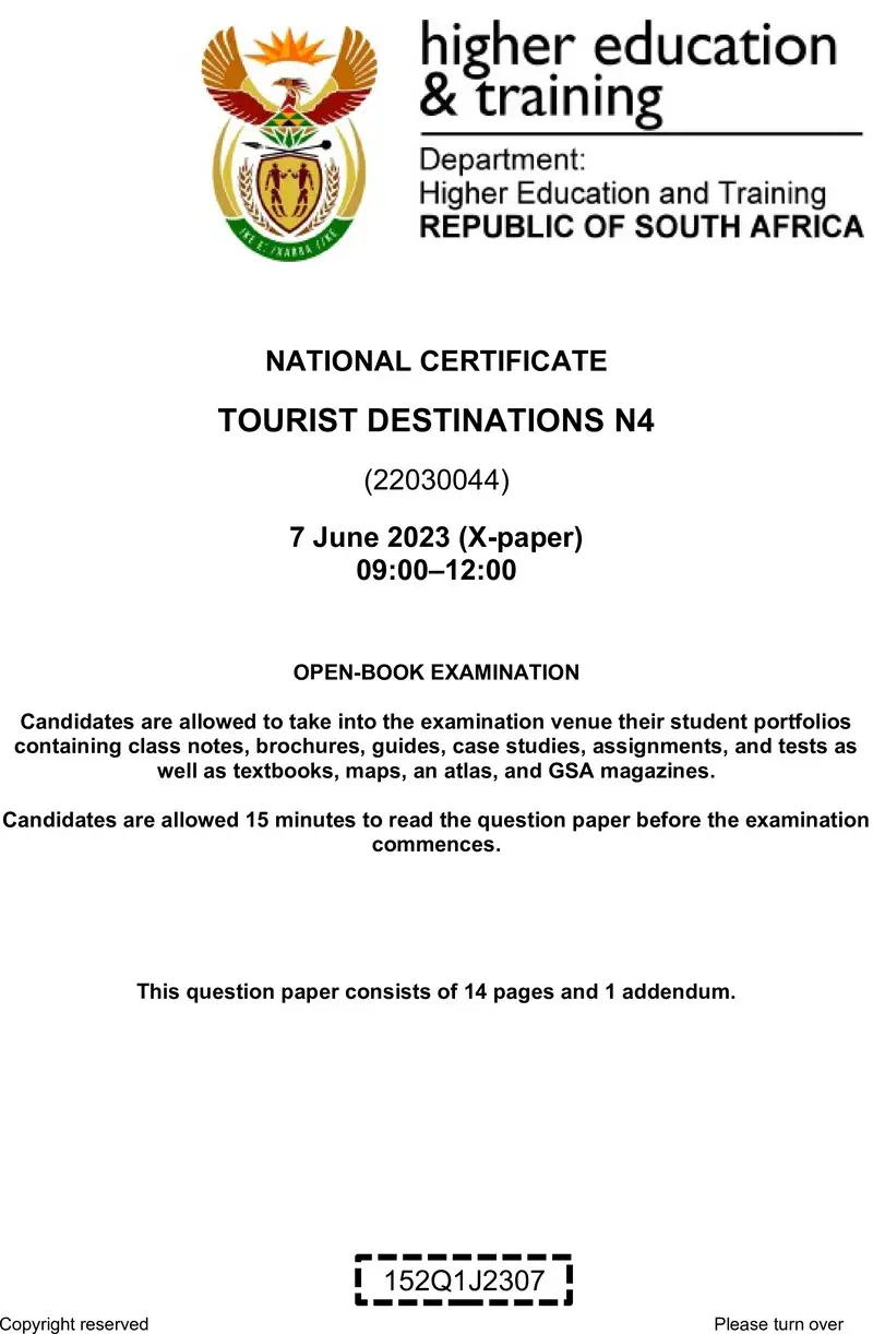 Tourist Destinations N4 QP June 2023 Edited Fopma