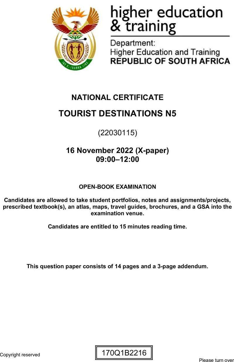 Tourist Destinations N5 Nov 2022 Edit Posthumus