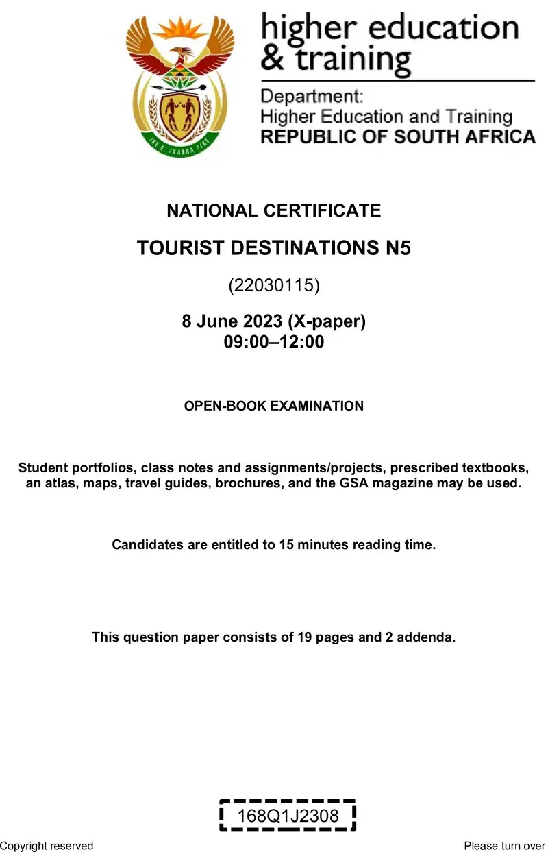 Tourist Destinations N5 QP June 2023 Edited Fopma