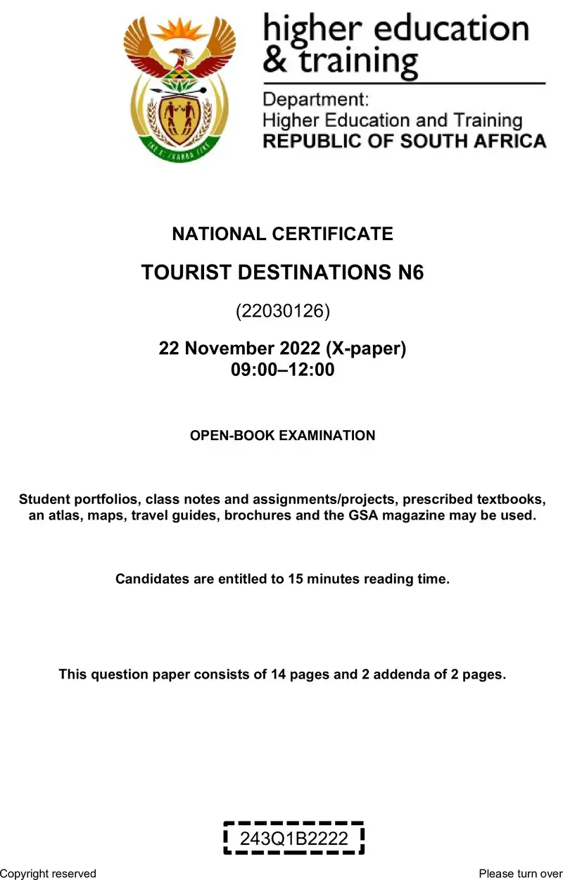 Tourist Destinations N6 QP Nov 2022 Edited Fopma