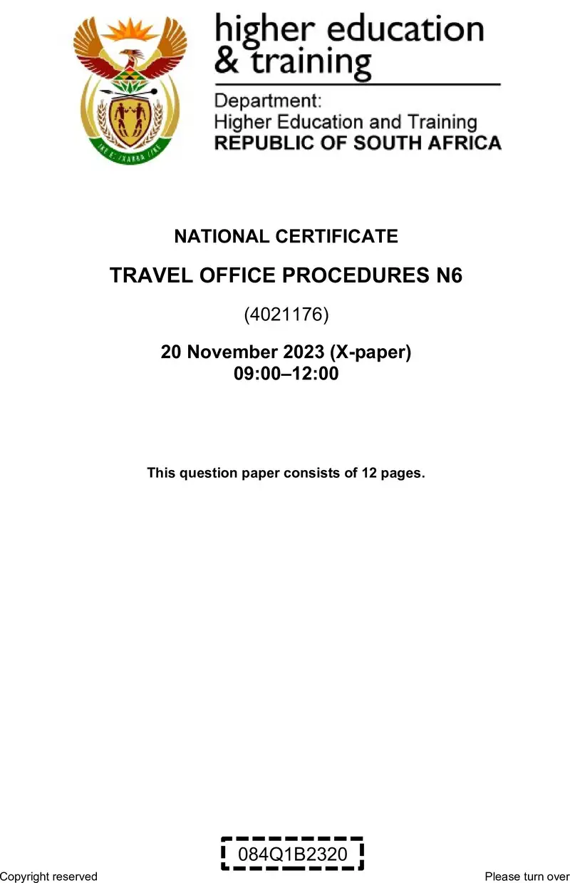 N1620 Travel Office Procedures N6 QP Nov 2023 Elsa