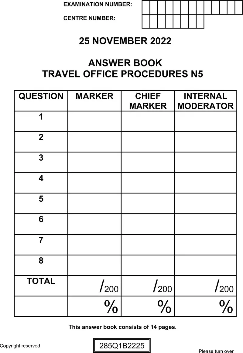 Travel Office Procedures N5 Answer Book Nov 2022 Edited