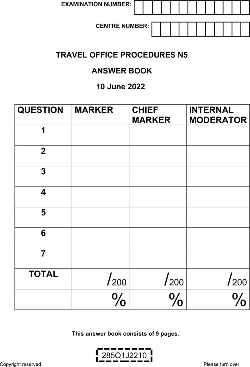 Travel Office Procedures N5 Answer Book Nov 2022 Edited