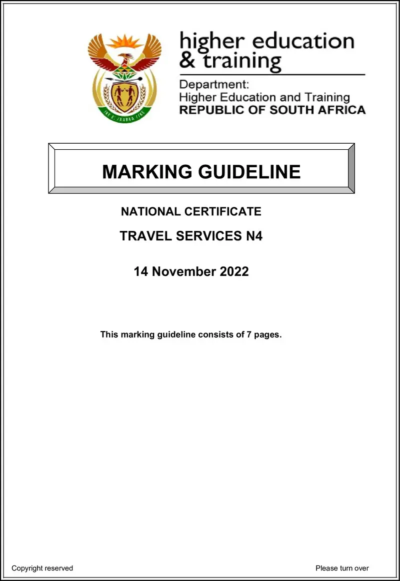 Travel Services N4 Nov Memo 2022 Edit