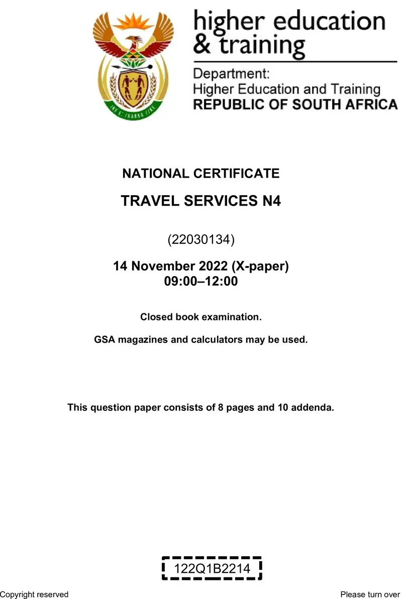 Travel Services N4 Nov QP 2022 Edit Posthumus
