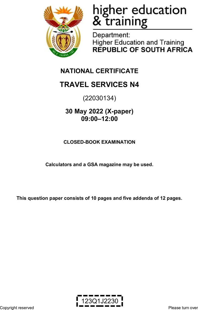 Travel Services N4 QP June 2022 Van Zyl S