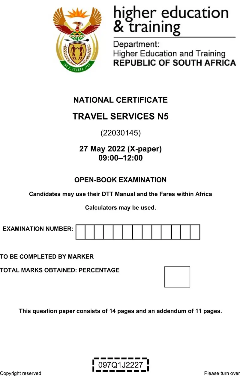 Travel Services N5 QP June 2022 Edit Posthumus