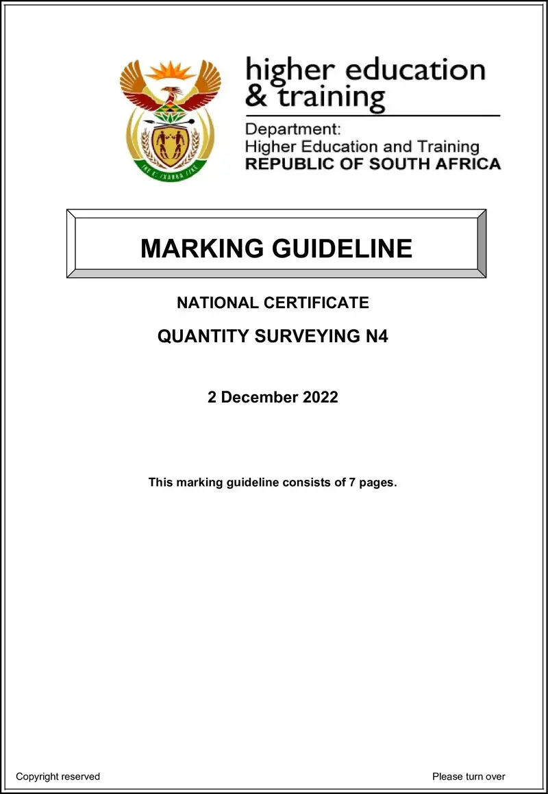 T1440 Quantity Surveying N4 Nov MEMO 2022 preview