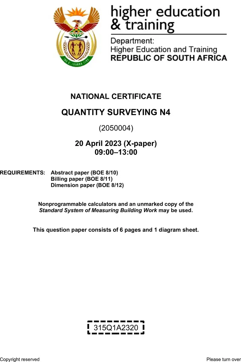 T1440 Quantity Surveying N4 QP April 2023 preview