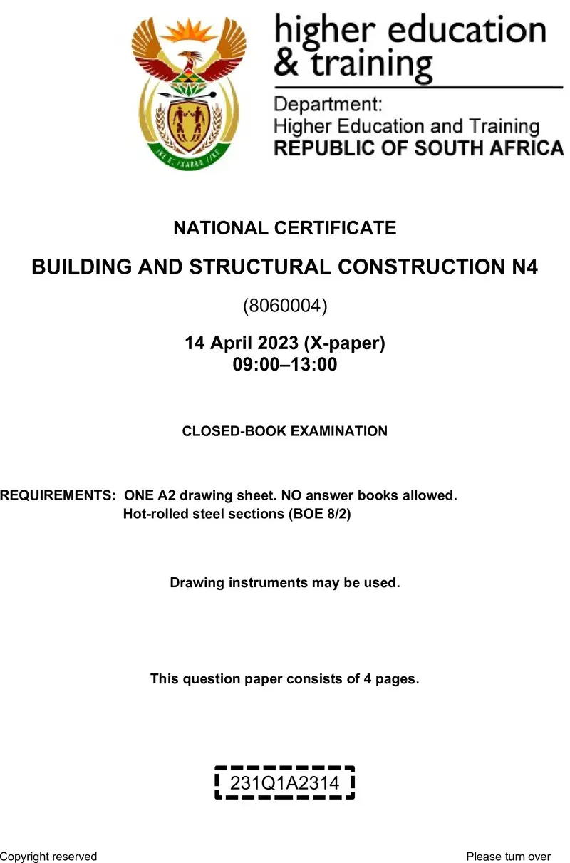 T130 Building And Structural Construction N4 QP April 2023 preview