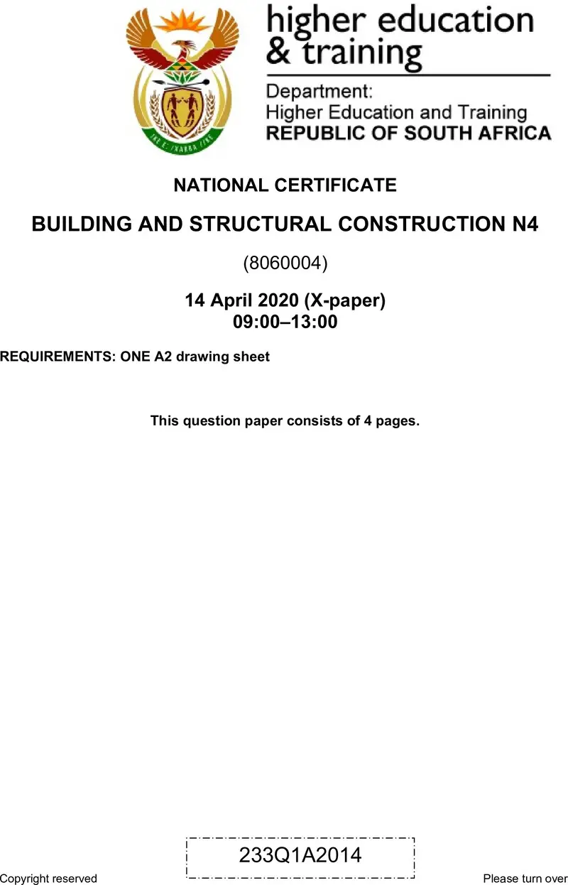 T130 Building And Structural Construction N4 QP Apr 2020