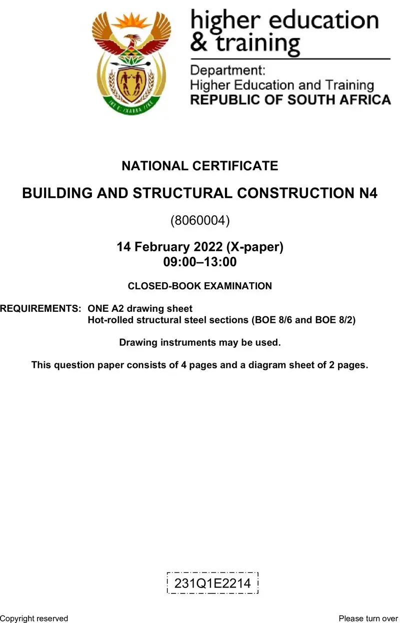 T130 Building And Structural Construction N4 QP April 2022