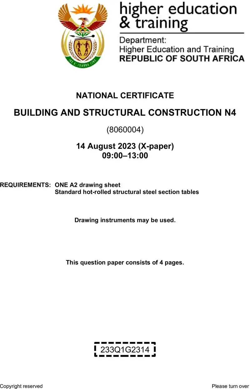 T130 Building And Structural Construction N4 QP Aug 2023