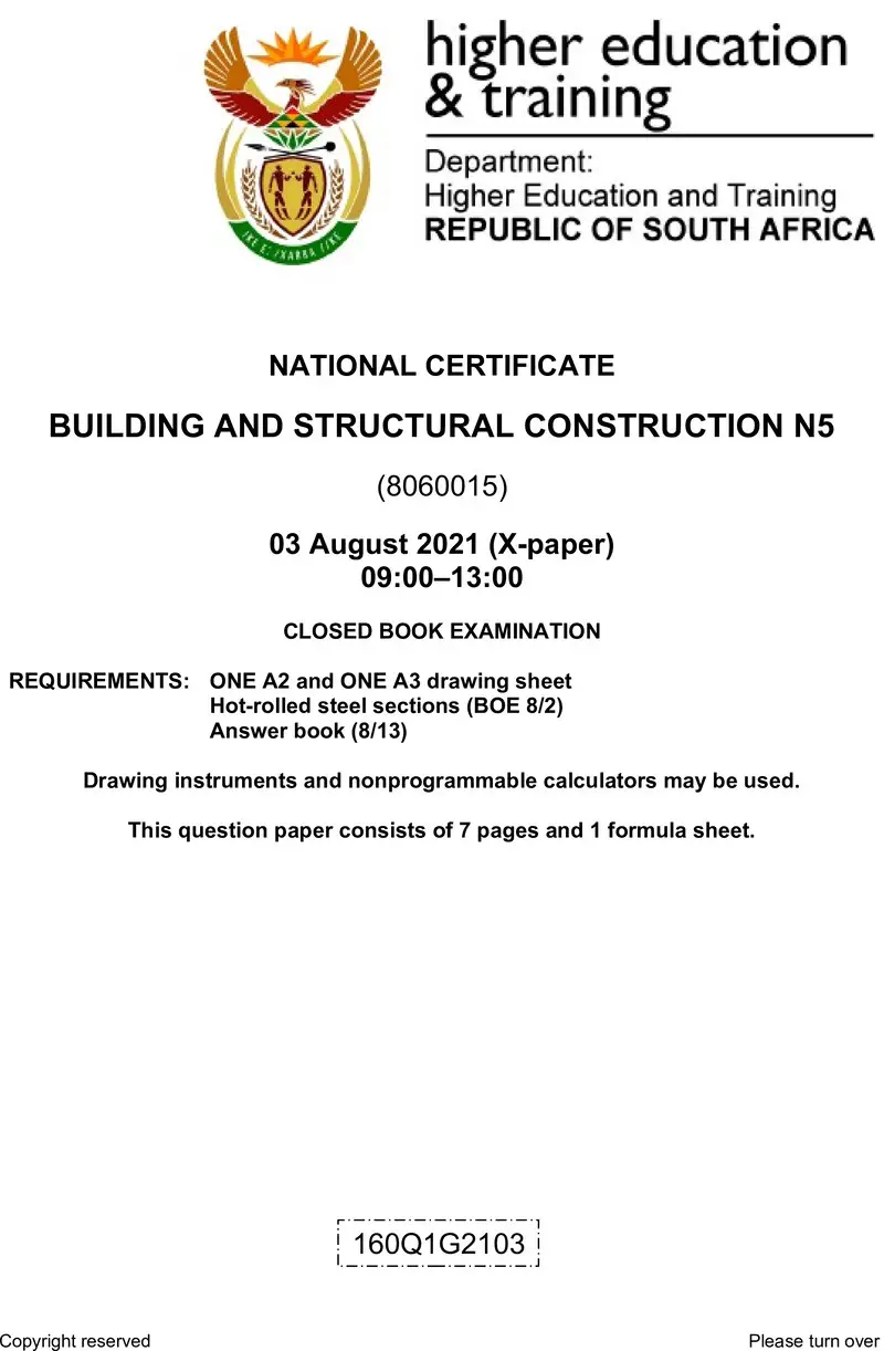 T140 Building And Structural Construction N5 QP Aug 2021 preview