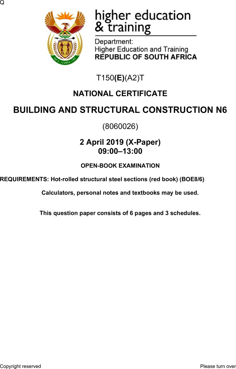 T150 Building And Structural Construction N6 QP Apr 2019 preview