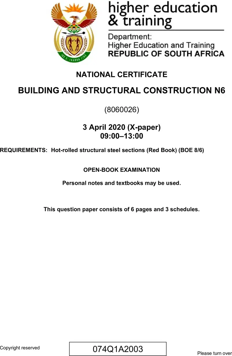 T150 Building And Structural Construction N6 QP Apr 2020