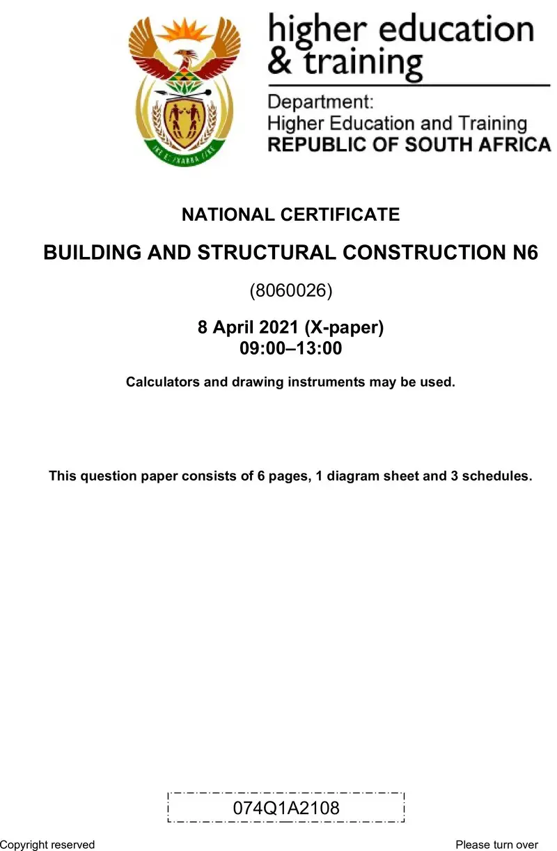 T150 Building And Structural Construction N6 QP Apr 2021