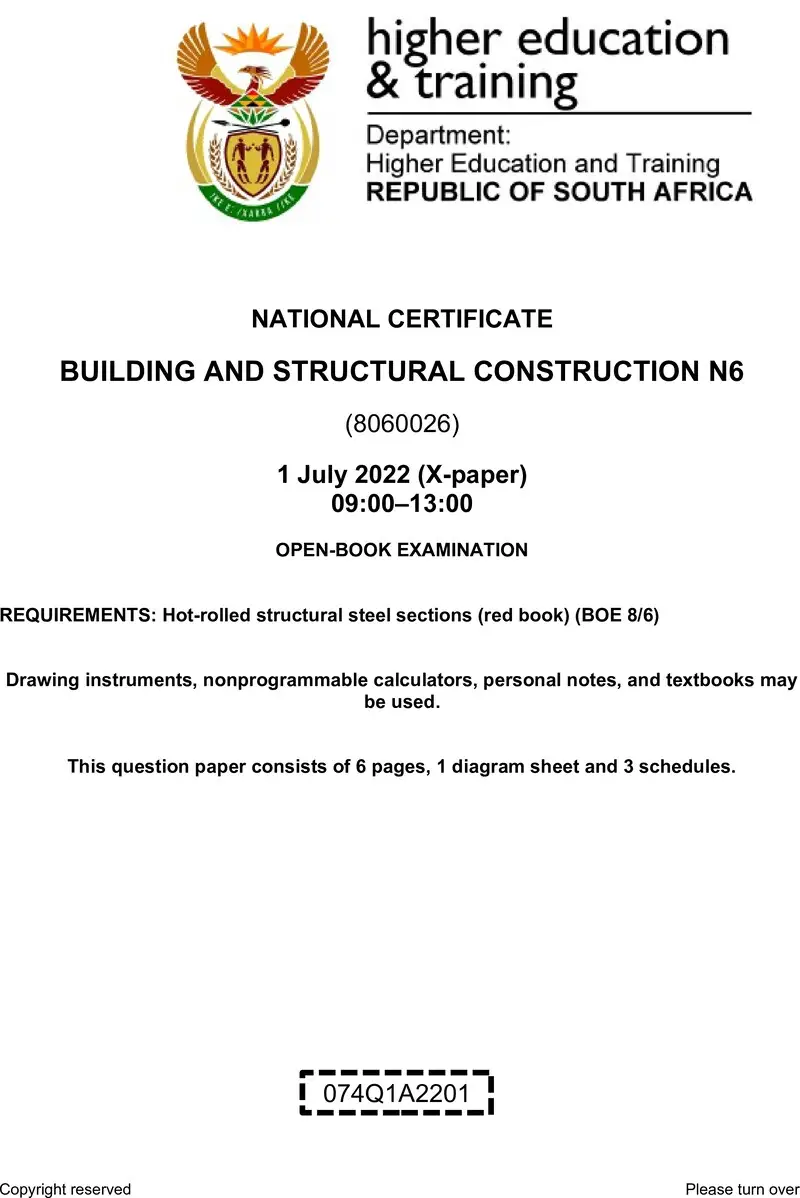 T150 Building And Structural Construction N6 QP Aug 2022
