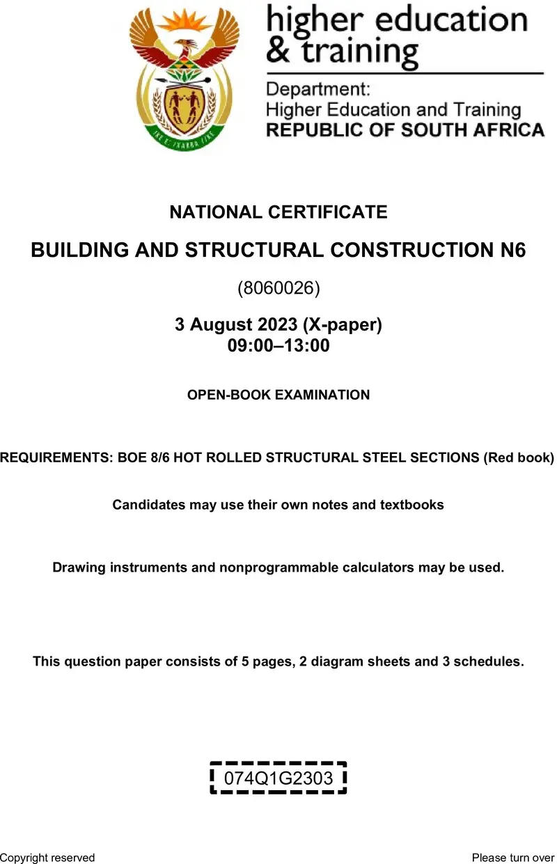 T150 Building And Structural Construction N6 QP Aug 2023