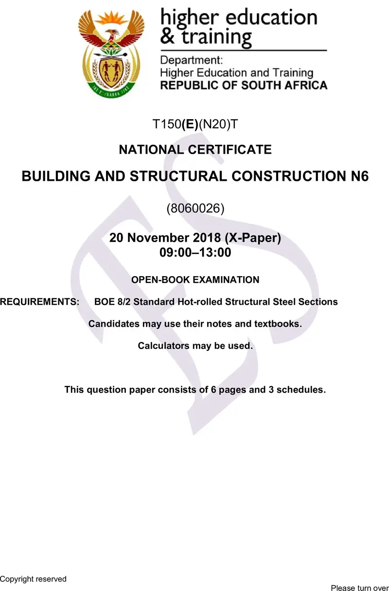 T150 Building And Structural Construction N6 QP Nov 2018
