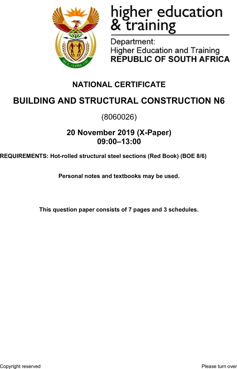 T150 Building And Structural Construction N6 QP Nov 2019