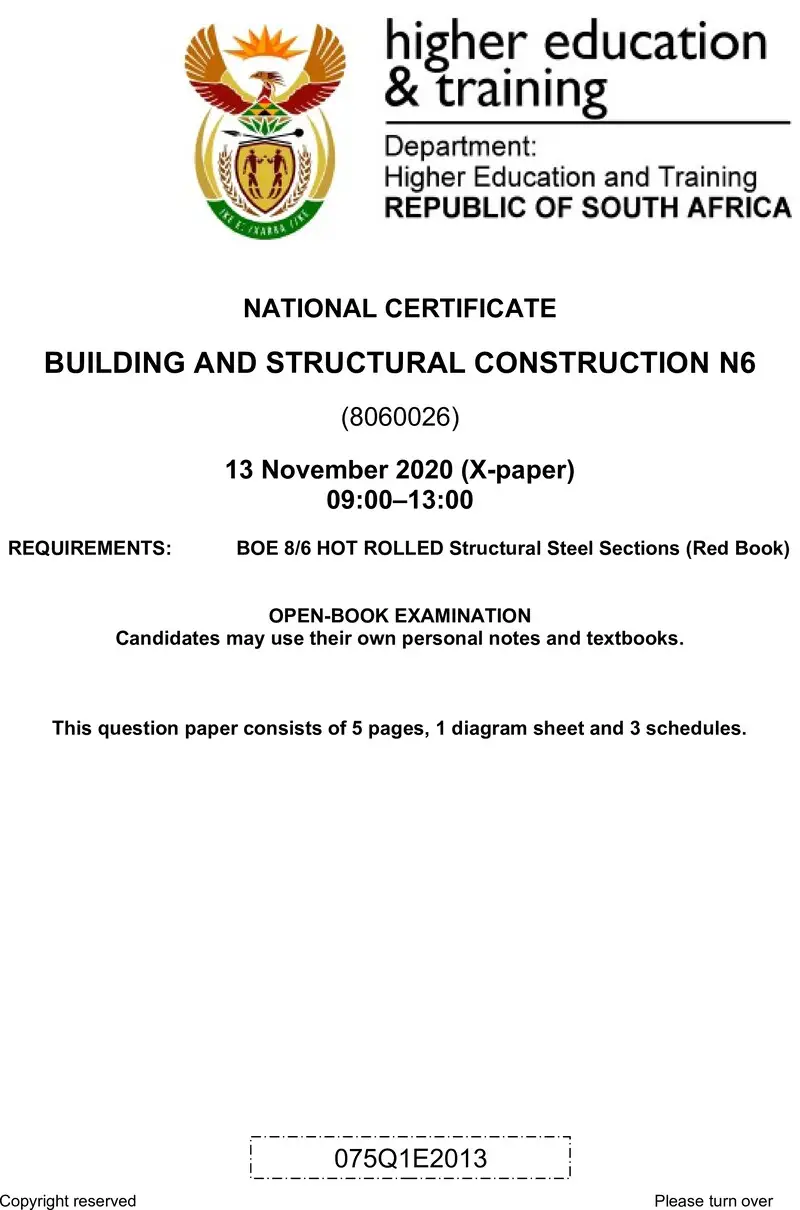 T150 Building And Structural Construction N6 QP Nov 2020