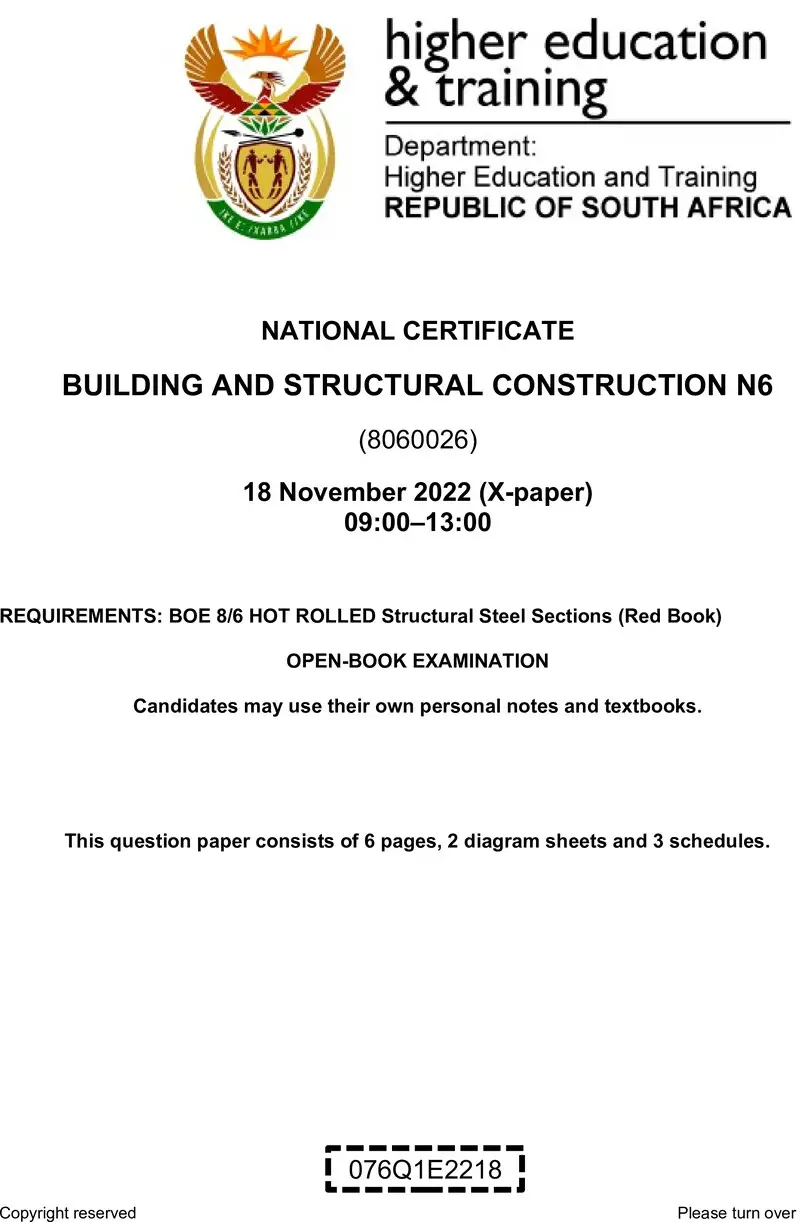 T150 Building And Structural Construction N6 QP Nov 2022