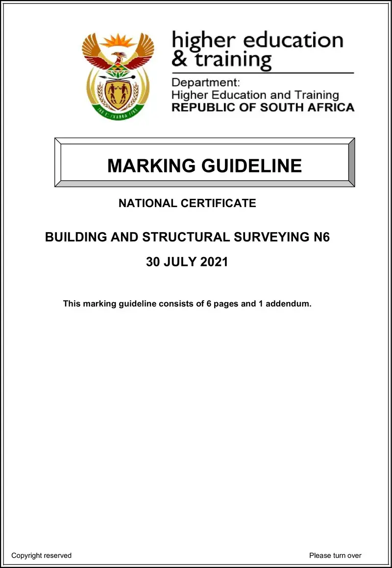 Building And Structural Surveying N6 Aug Memo 2021 Ed