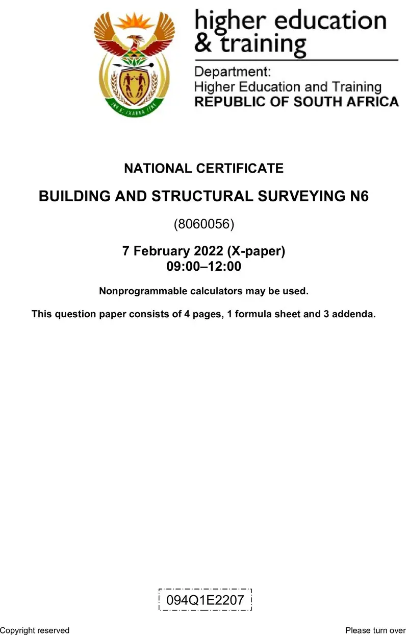 Building And Structural Surveying N6 QP Nov 2021
