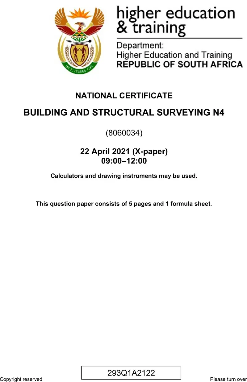 T160 Building And Structural Surveying N4 April QP 2021
