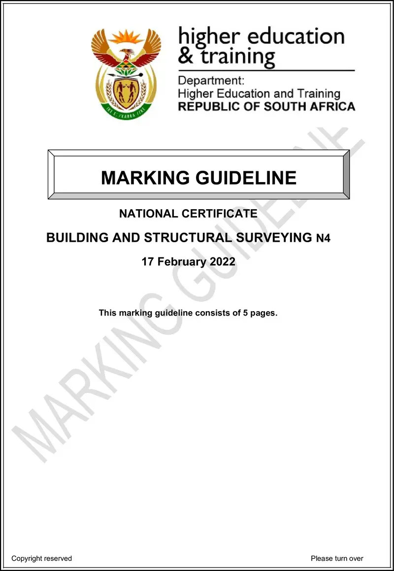T160 Building And Structural Surveying N4 Memo April 2022