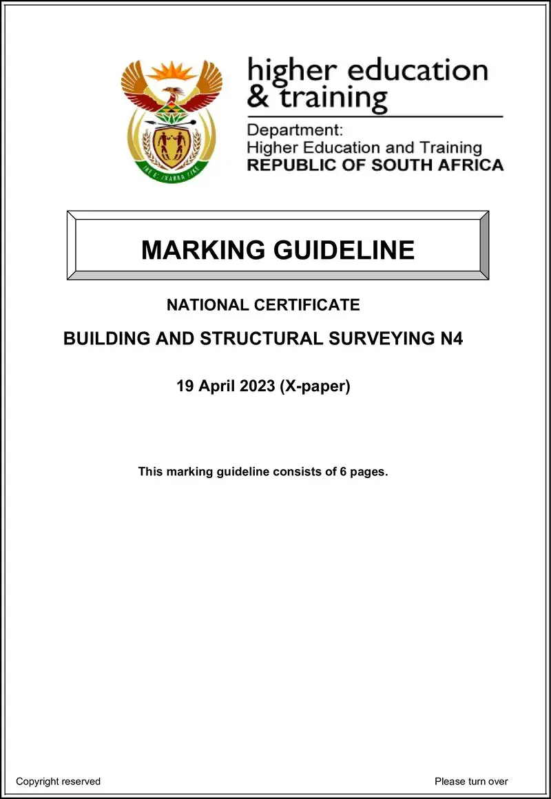 T160 Building And Structural Surveying N4 Memo April 2023