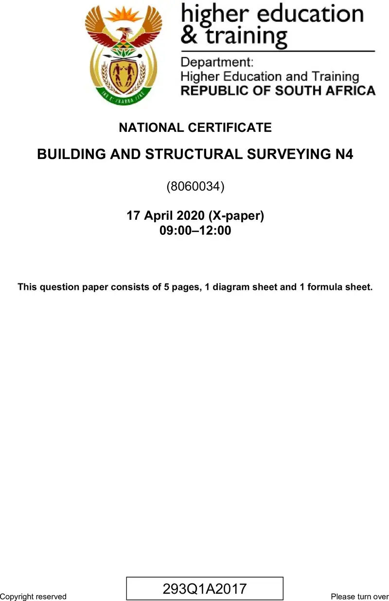 T160 Building And Structural Surveying N4 QP Apr 2020