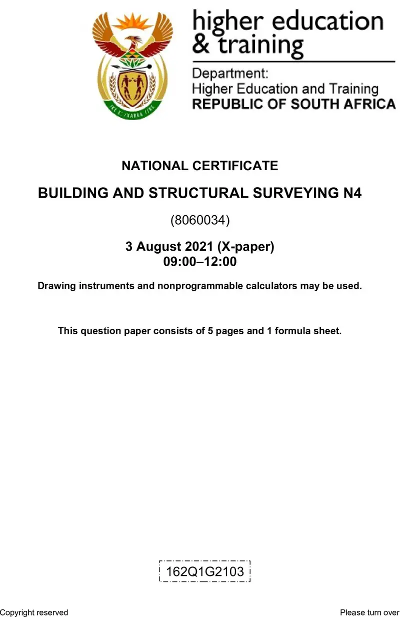 T160 Building And Structural Surveying N4 QP Aug 2021