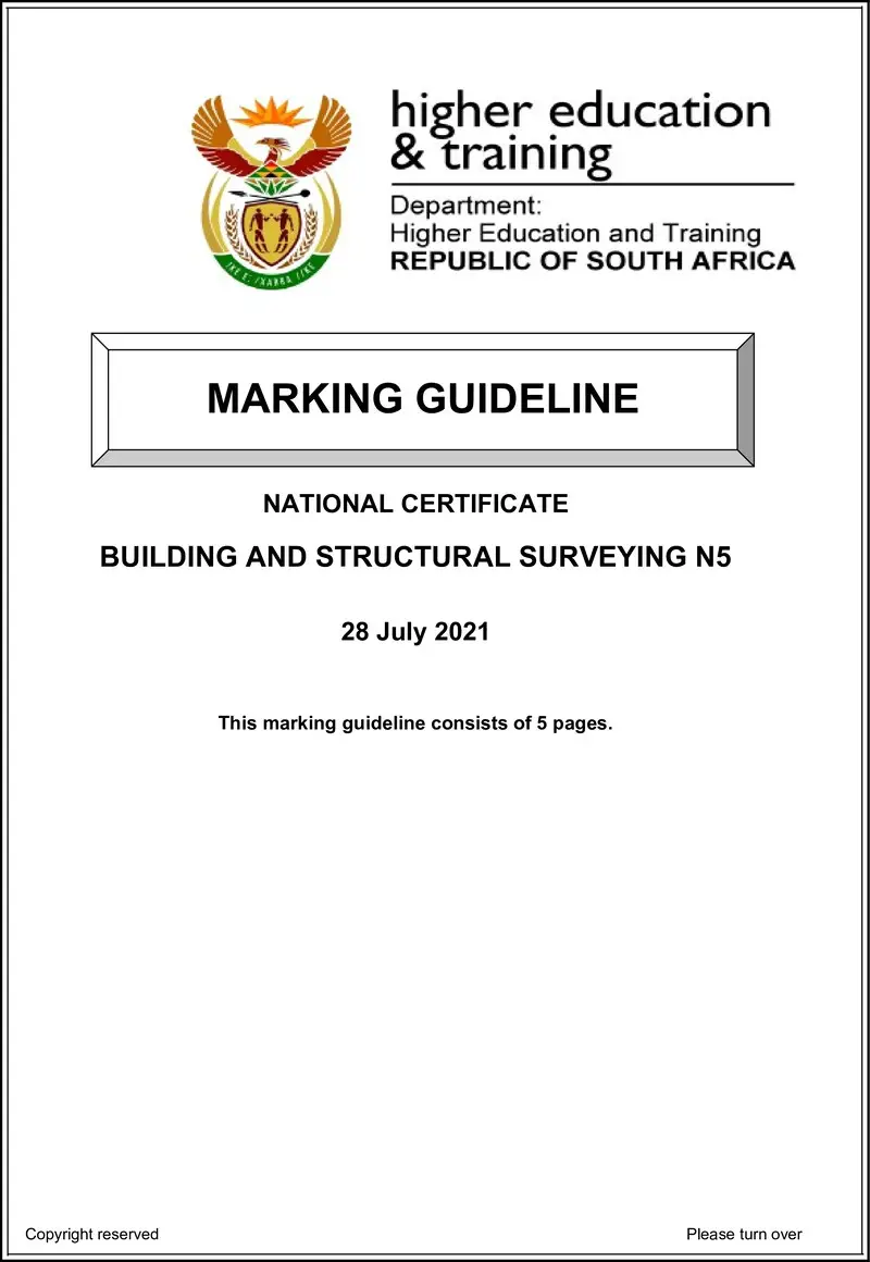 T170 Building And Structural Surveying N5 Memo Aug 2021