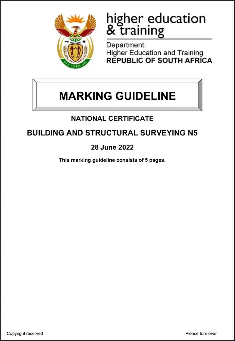T170 Building And Structural Surveying N5 Memo Aug 2022