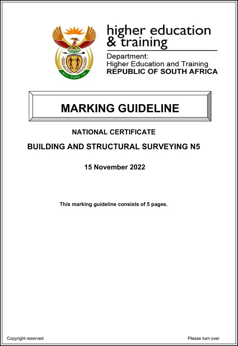 T170 Building And Structural Surveying N5 Memo Nov 2022 Ed