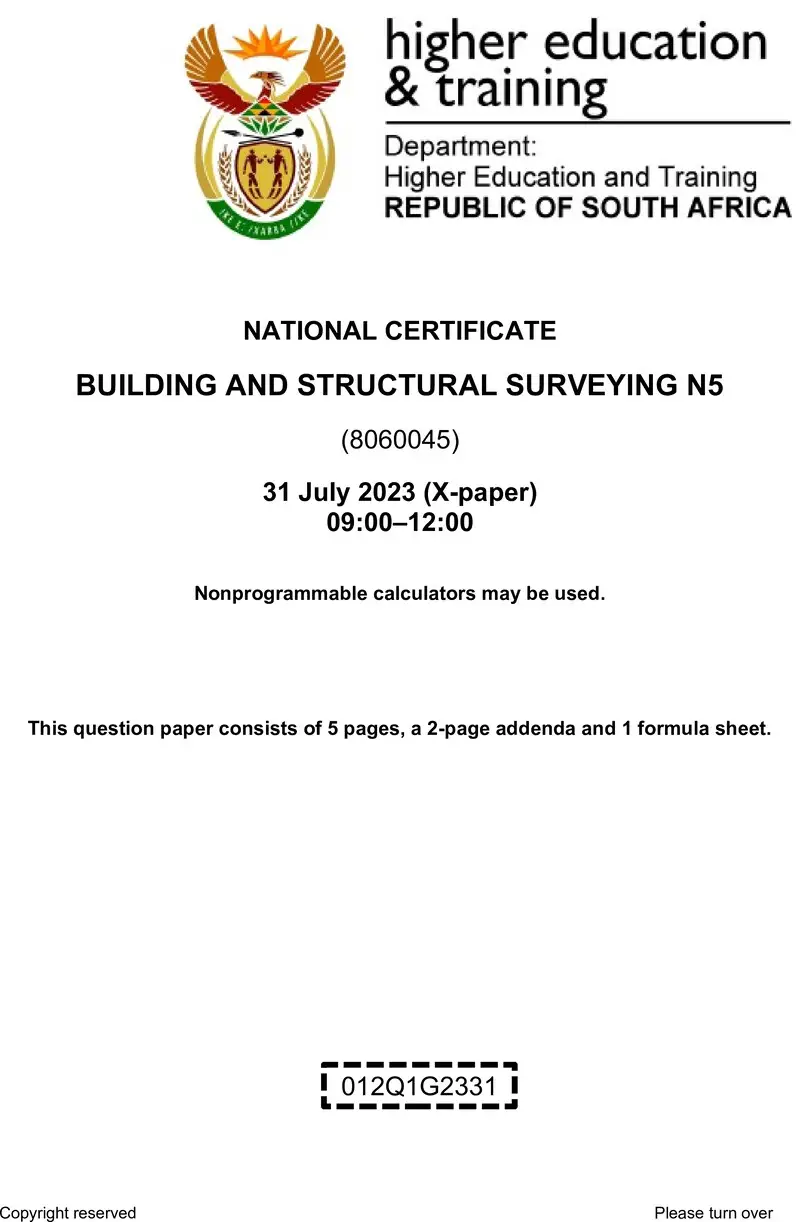 T170 Building And Structural Surveying N5 QP Aug 2023
