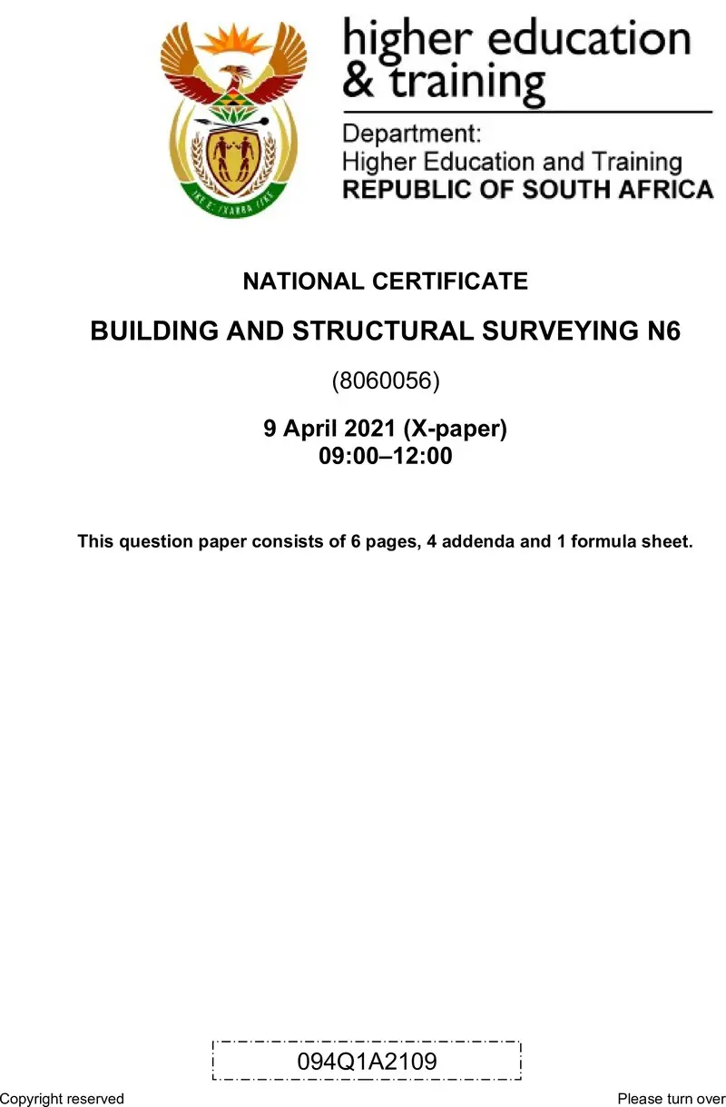 T180 Building And Structural Surveying N6 QP April 2021