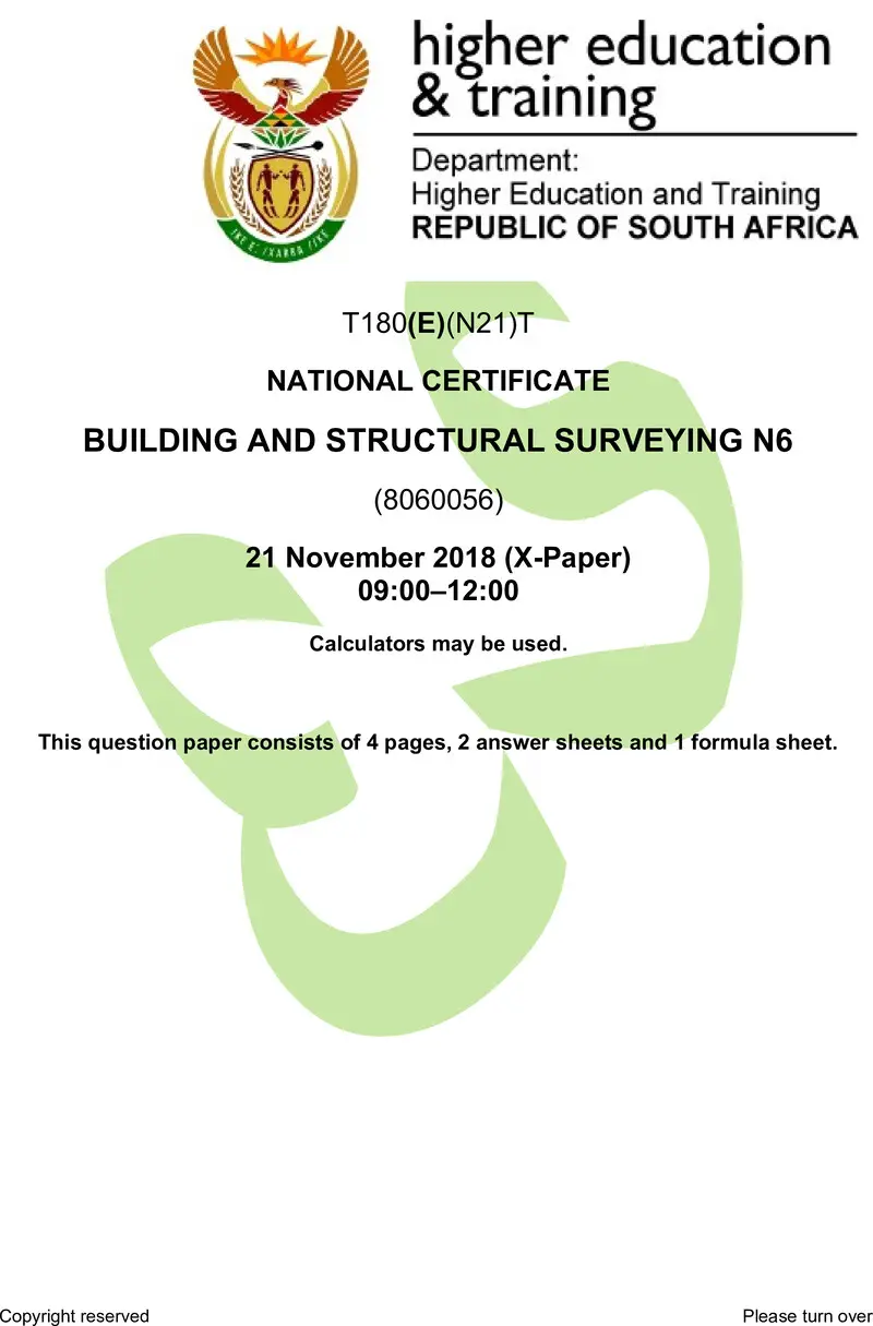 T180 Building And Structural Surveying N6 QP Nov 2018